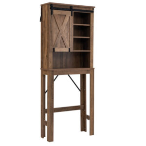 Wooden Bathroom Storage Cabinet with Sliding Barn Door